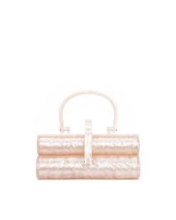 Brandon Blackwood Top Handle Bags>Acrylic Duplex Purse Ivory Marble