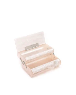 Brandon Blackwood Top Handle Bags>Acrylic Duplex Purse Ivory Marble