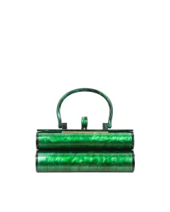 Brandon Blackwood Top Handle Bags>Acrylic Duplex Purse Green Marble