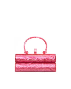 Brandon Blackwood Top Handle Bags>Acrylic Duplex Purse Pink Marble