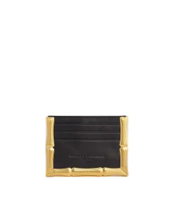 Brandon Blackwood Cardholders>Bamboo B Card Holder Black Leather