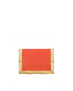 Brandon Blackwood Cardholders>Bamboo B Card Holder Burnt Orange Leather