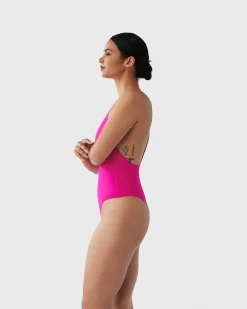 Brandon Blackwood One-Piece>Bamboo B Hoop One-Piece Swimsuit Hot Pink