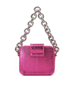 Brandon Blackwood Top Handle Bags>Caro Buckle Bag Hot Pink Python