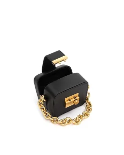 Brandon Blackwood Top Handle Bags>Caro Buckle Bag Black Leather