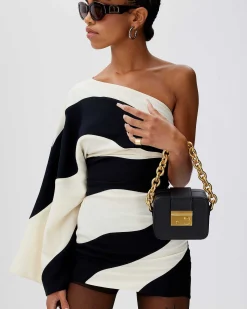 Brandon Blackwood Top Handle Bags>Caro Buckle Bag Black Leather