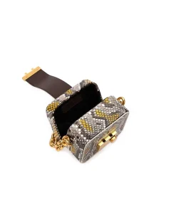 Brandon Blackwood Top Handle Bags>Caro Buckle Bag Yellow Print Python