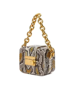 Brandon Blackwood Top Handle Bags>Caro Buckle Bag Yellow Print Python