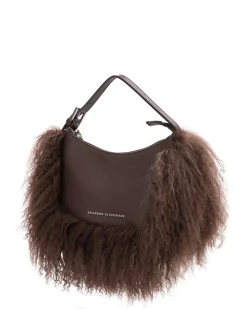 Brandon Blackwood Shoulder Bags>Cortni Bag Brown Leather W/Brown Wool