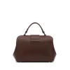 Brandon Blackwood Top Handle Bags>Elizabeth Doctor Bag Dark Brown Leather W/Silver Hardware