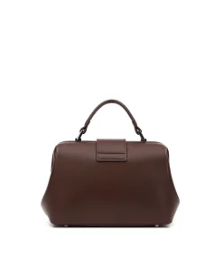Brandon Blackwood Top Handle Bags>Elizabeth Doctor Bag Dark Brown Leather W/Silver Hardware