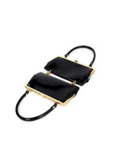 Brandon Blackwood Top Handle Bags>Gemini Purse Black Patent Leather