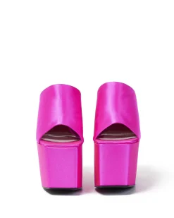 Brandon Blackwood Platforms>Harlo Mule Hot Pink Satin
