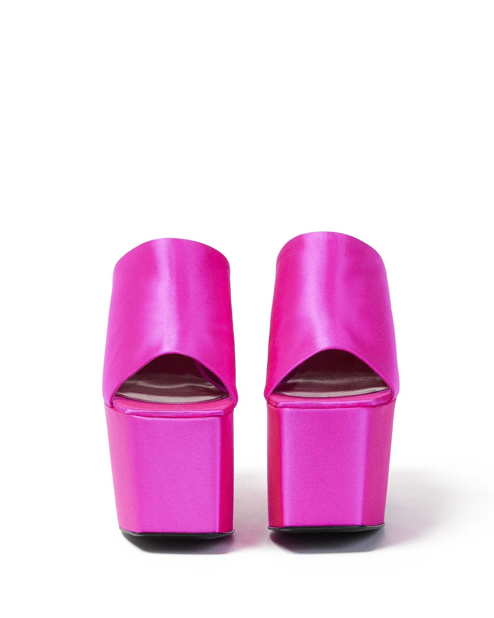 Brandon Blackwood Platforms>Harlo Mule Hot Pink Satin