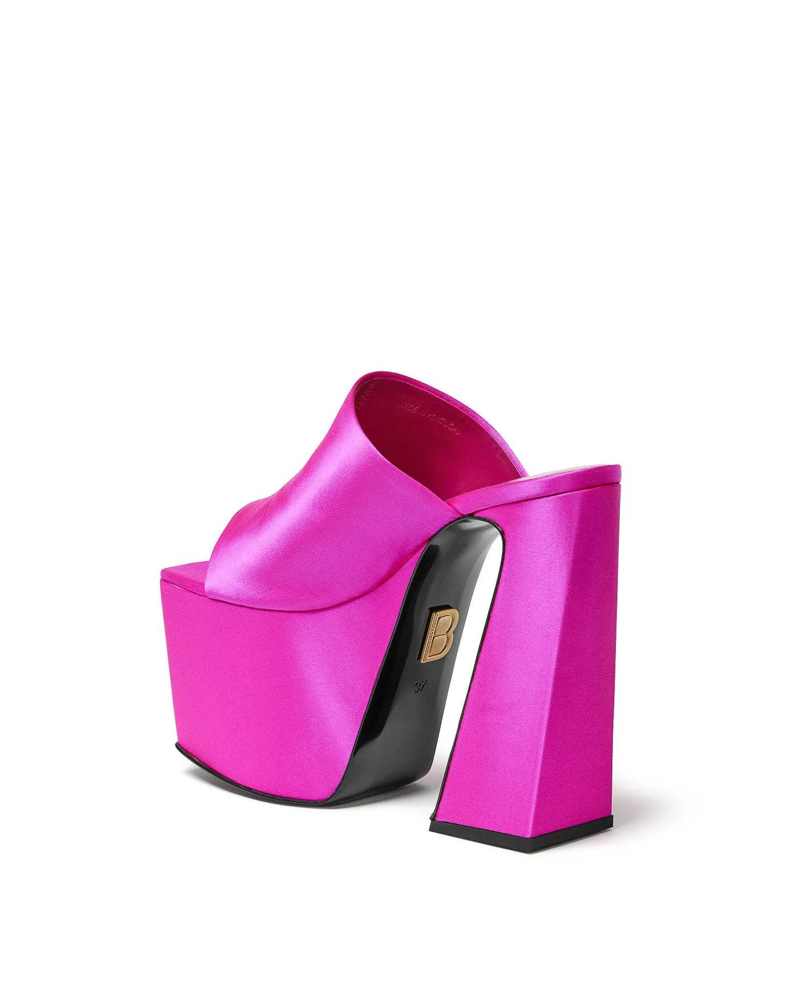 Brandon Blackwood Platforms>Harlo Mule Hot Pink Satin