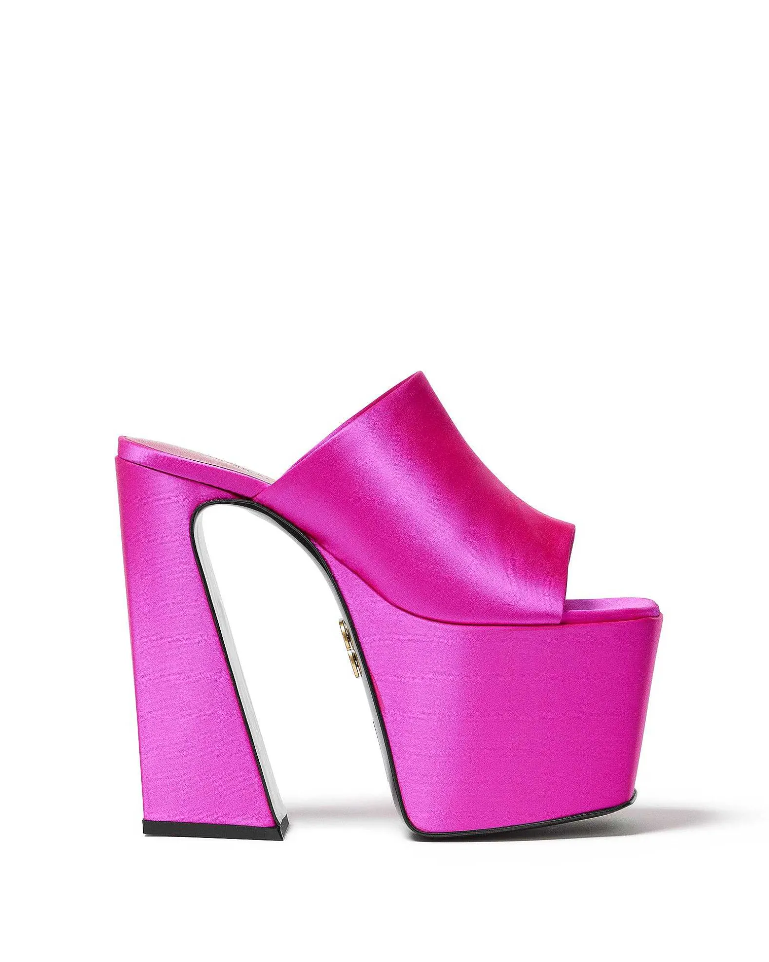 Brandon Blackwood Platforms>Harlo Mule Hot Pink Satin