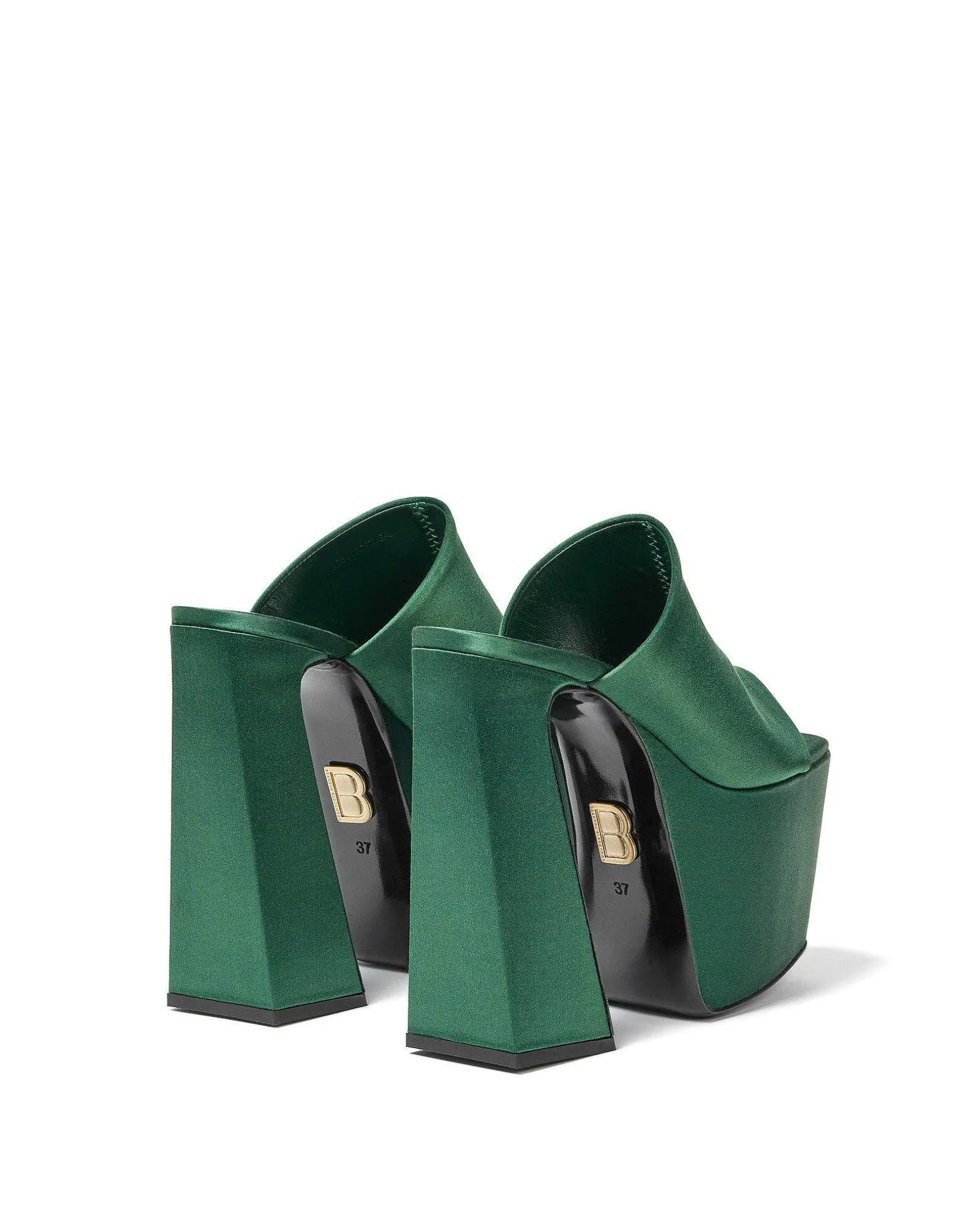 Brandon Blackwood Platforms>Harlo Mule Forest Green Satin