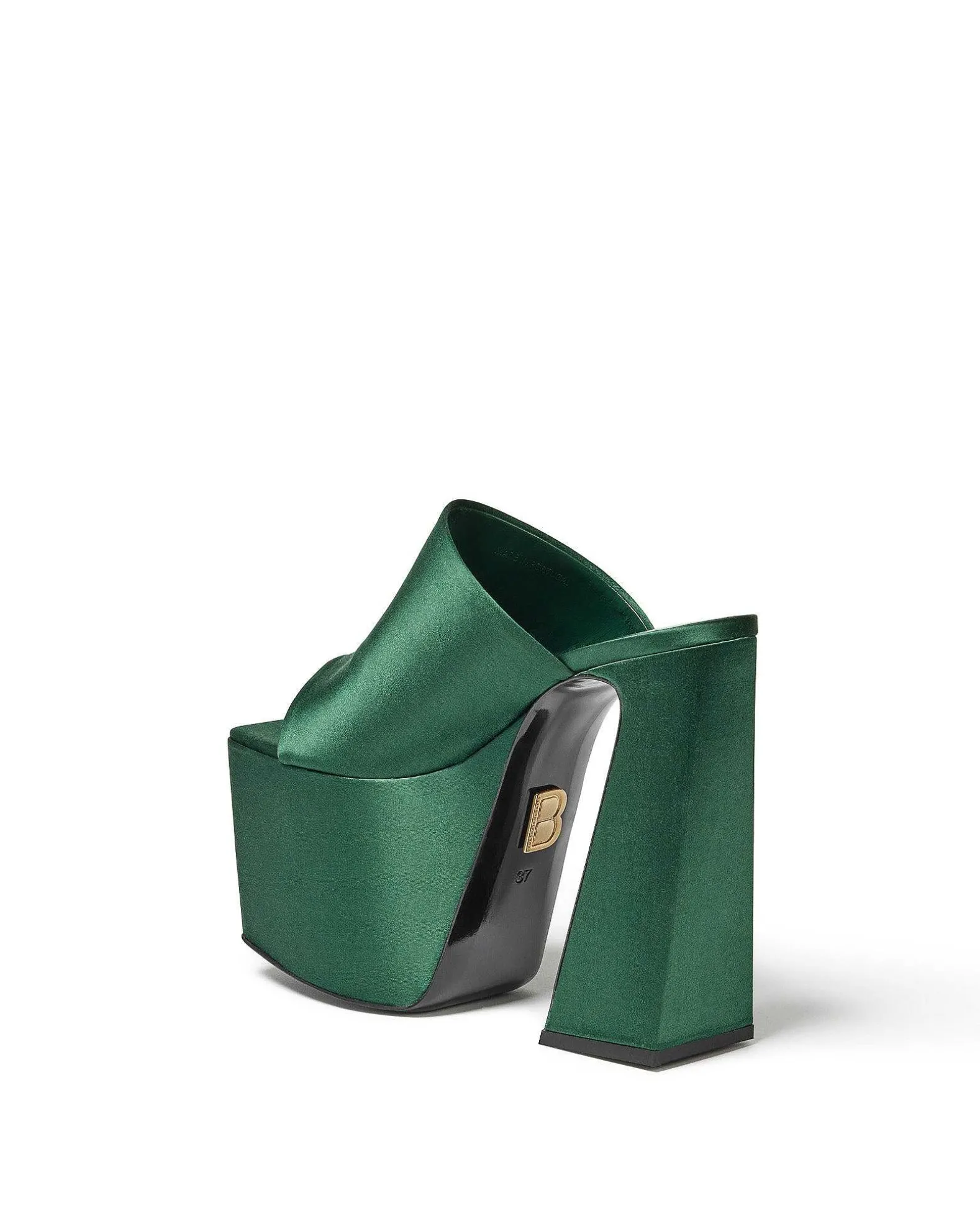 Brandon Blackwood Platforms>Harlo Mule Forest Green Satin