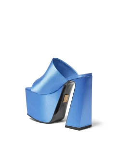 Brandon Blackwood Platforms>Harlo Mule Sky Blue Satin
