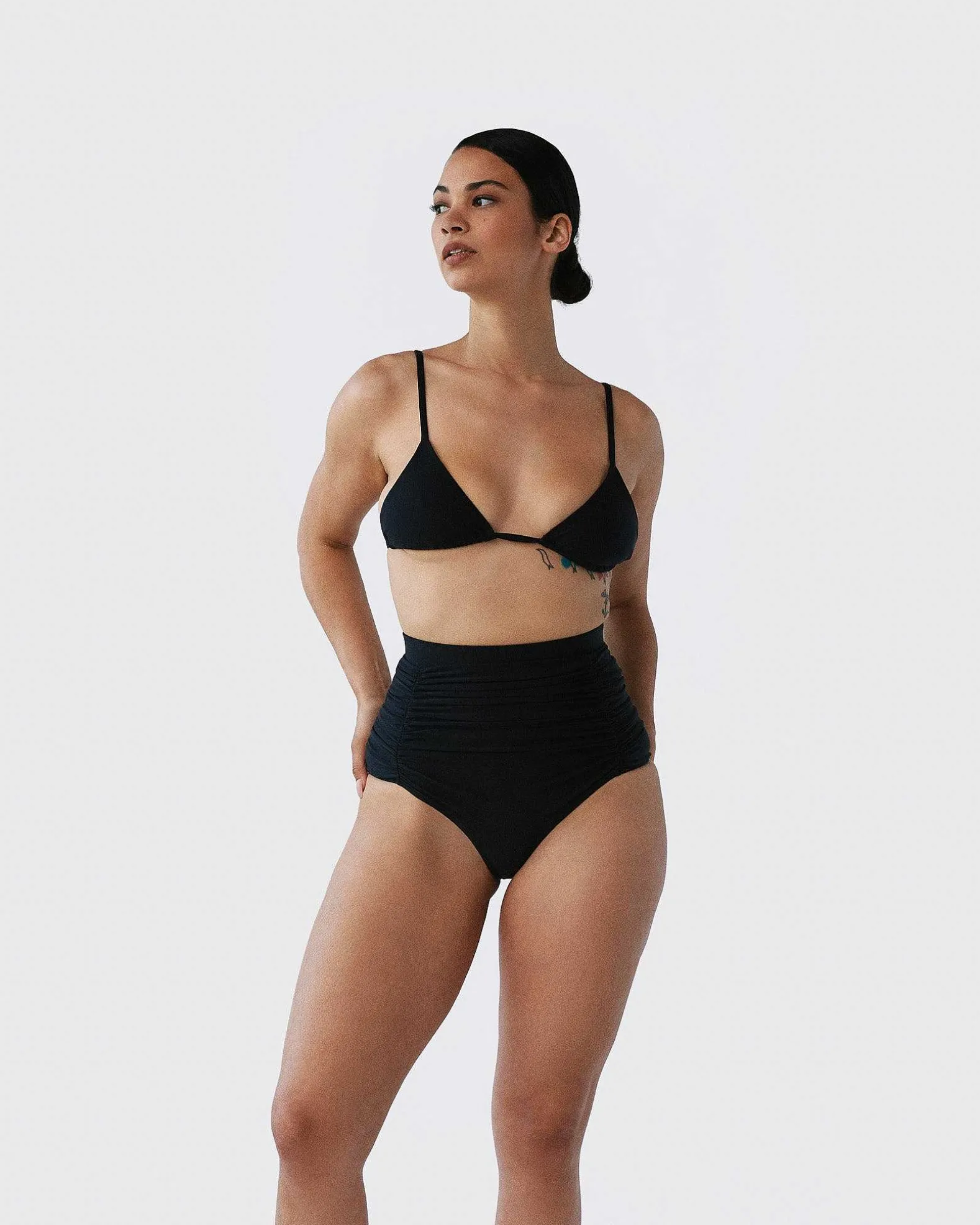 Brandon Blackwood Bottoms>High-Waist Swim Bottom Black