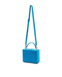 Brandon Blackwood Top Handle Bags>Kendrick Trunk Aqua Blue Suede