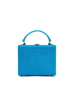Brandon Blackwood Top Handle Bags>Kendrick Trunk Aqua Blue Suede