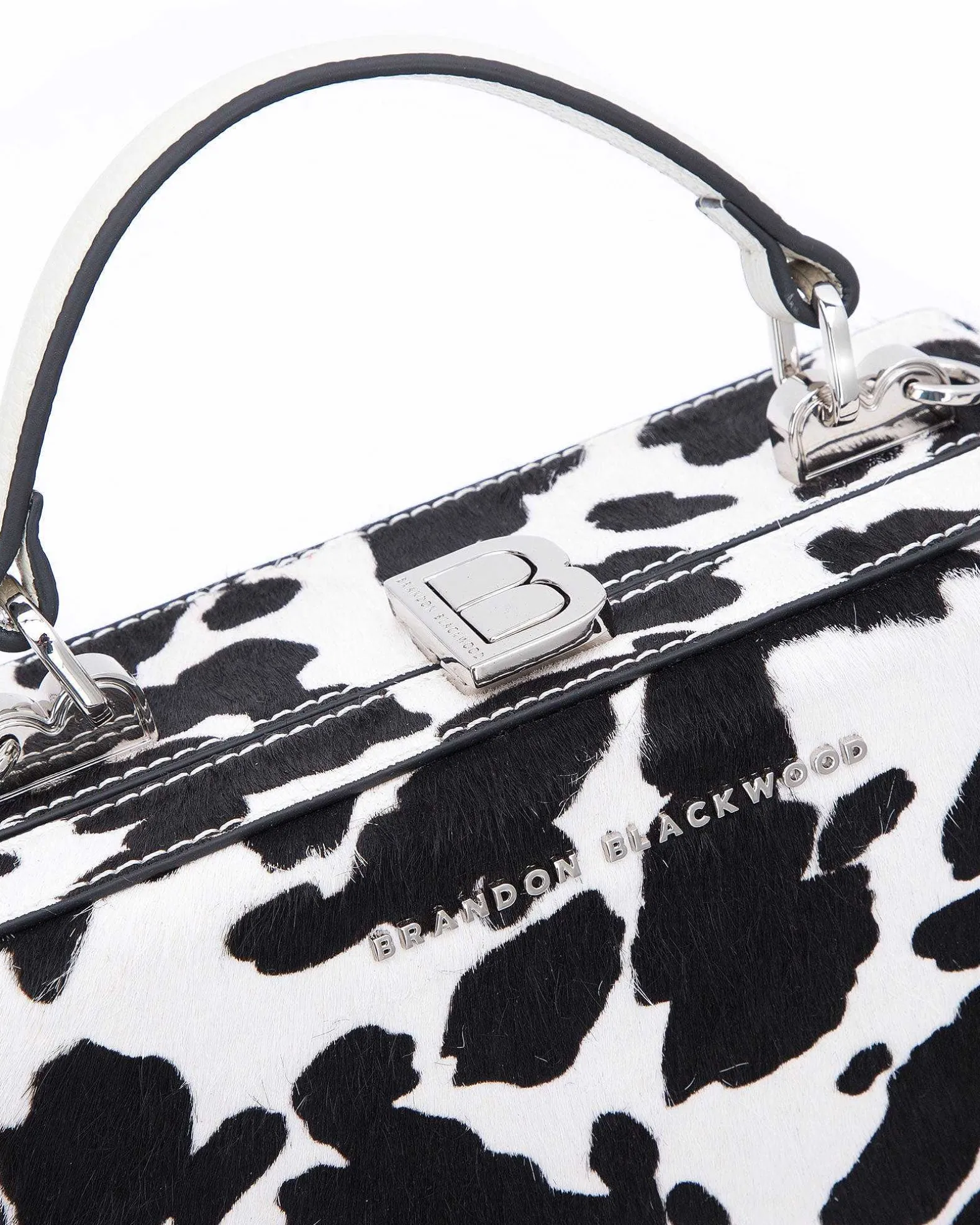 Brandon Blackwood Top Handle Bags>Kendrick Trunk Cow Print Ponyhair