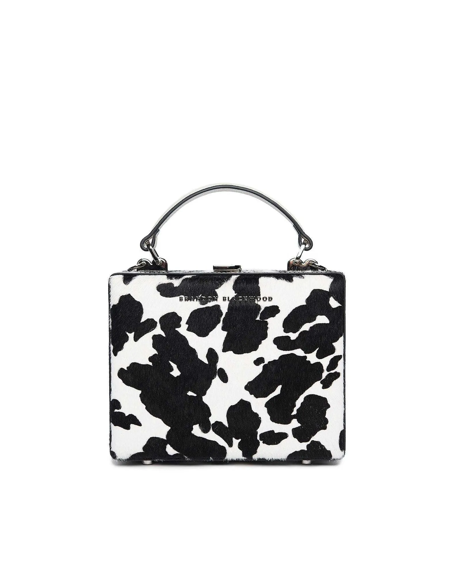 Brandon Blackwood Top Handle Bags>Kendrick Trunk Cow Print Ponyhair