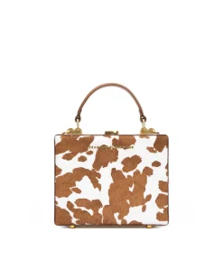 Brandon Blackwood Top Handle Bags>Kendrick Trunk Brown Cow Print Ponyhair