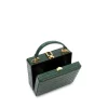 Brandon Blackwood Top Handle Bags>Kendrick Trunk Forest Green Croc Embossed Leather