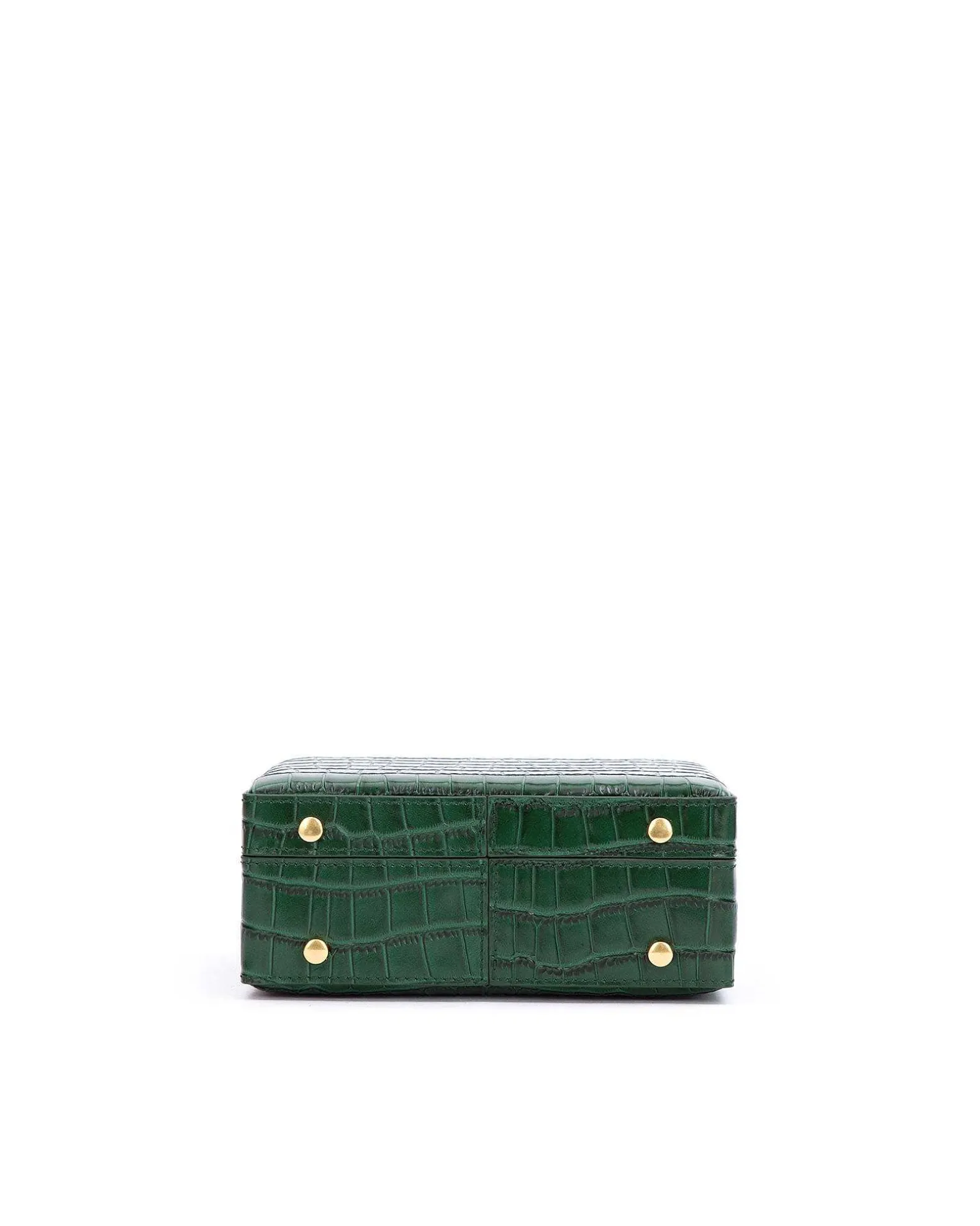 Brandon Blackwood Top Handle Bags>Kendrick Trunk Forest Green Croc Embossed Leather