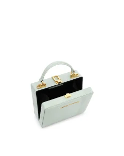 Brandon Blackwood Top Handle Bags>Kendrick Trunk Green Lizard Embossed Leather