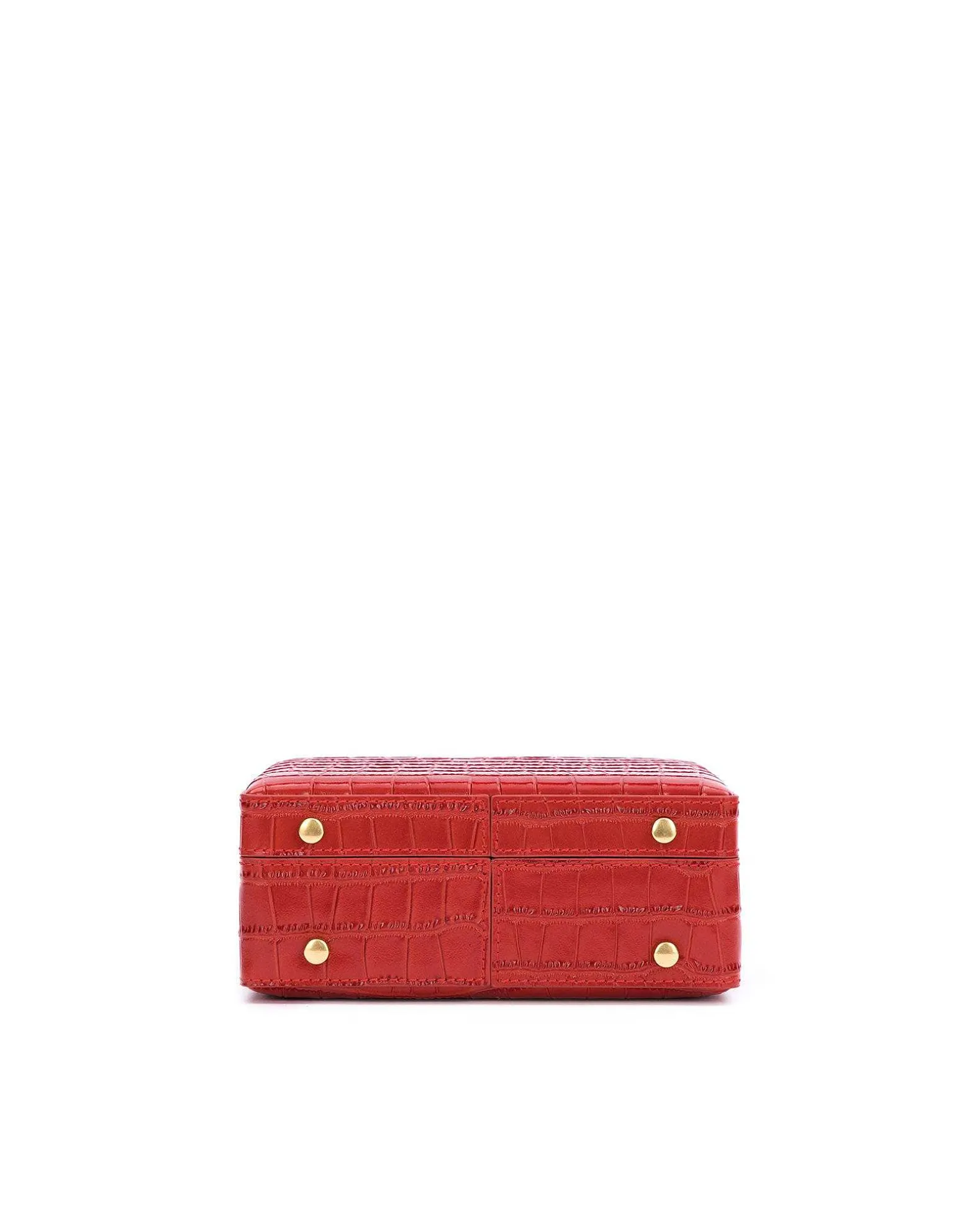 Brandon Blackwood Top Handle Bags>Kendrick Trunk Red Croc Embossed Leather