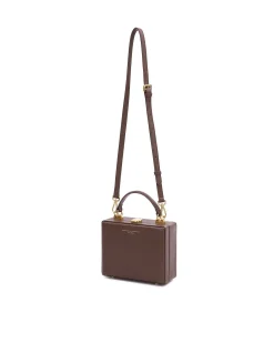 Brandon Blackwood Top Handle Bags>Kendrick Trunk Chocolate Brown Leather W/Brass Hardware