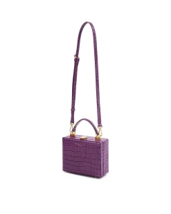 Brandon Blackwood Top Handle Bags>Kendrick Trunk Purple Croc Embossed Leather