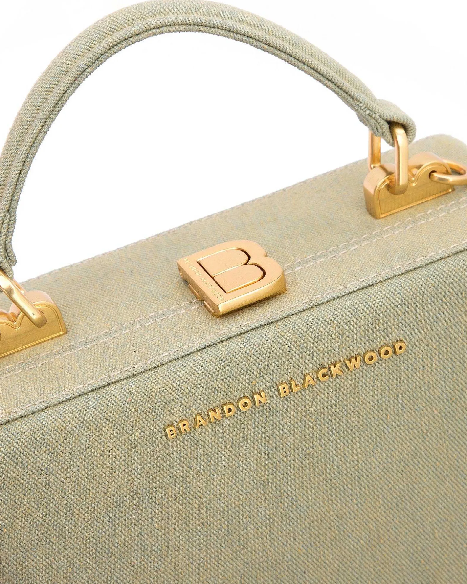 Brandon Blackwood Top Handle Bags>Kendrick Trunk Green Denim