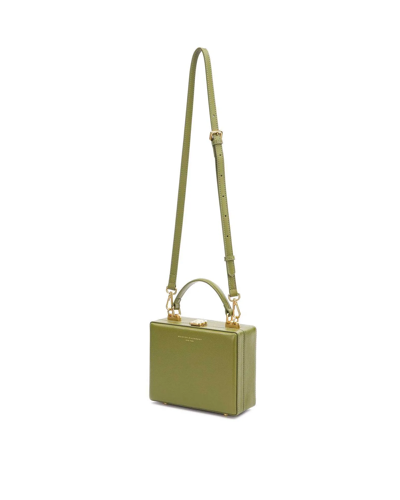 Brandon Blackwood Top Handle Bags>Kendrick Trunk Evergreen Leather W/Brass Hardware