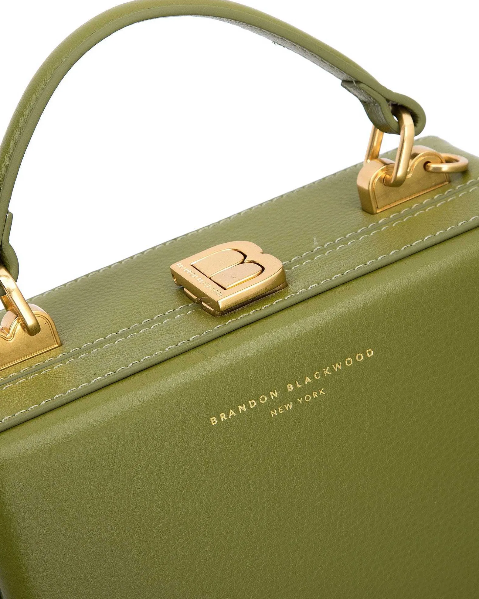 Brandon Blackwood Top Handle Bags>Kendrick Trunk Evergreen Leather W/Brass Hardware