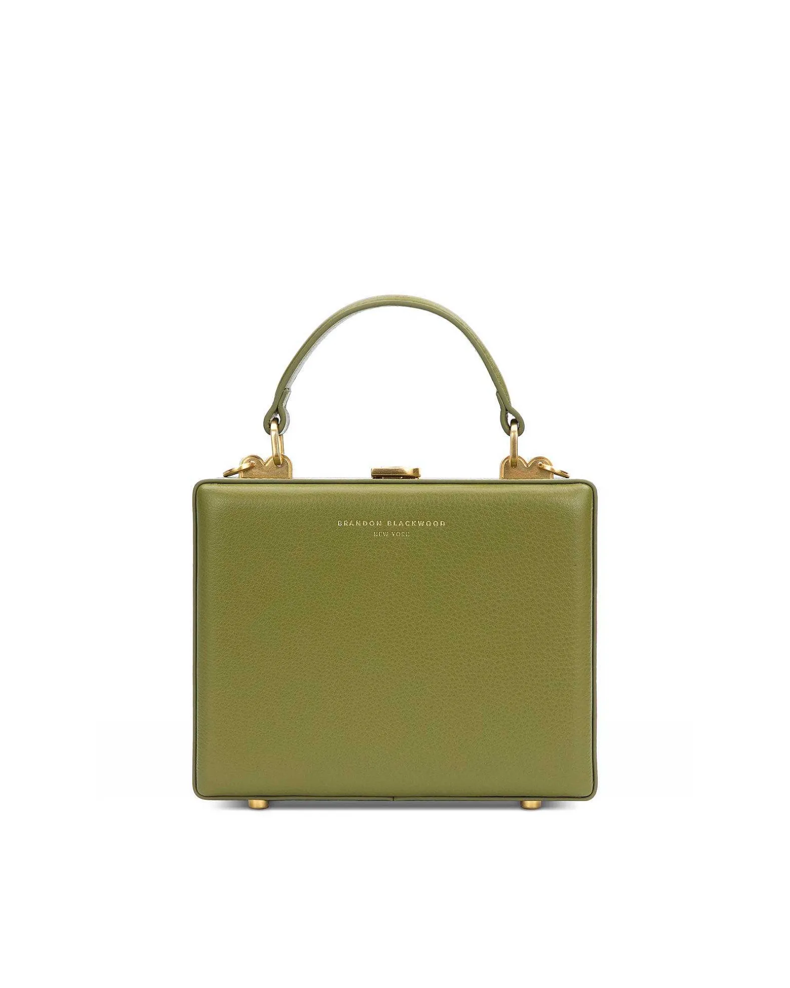 Brandon Blackwood Top Handle Bags>Kendrick Trunk Evergreen Leather W/Brass Hardware