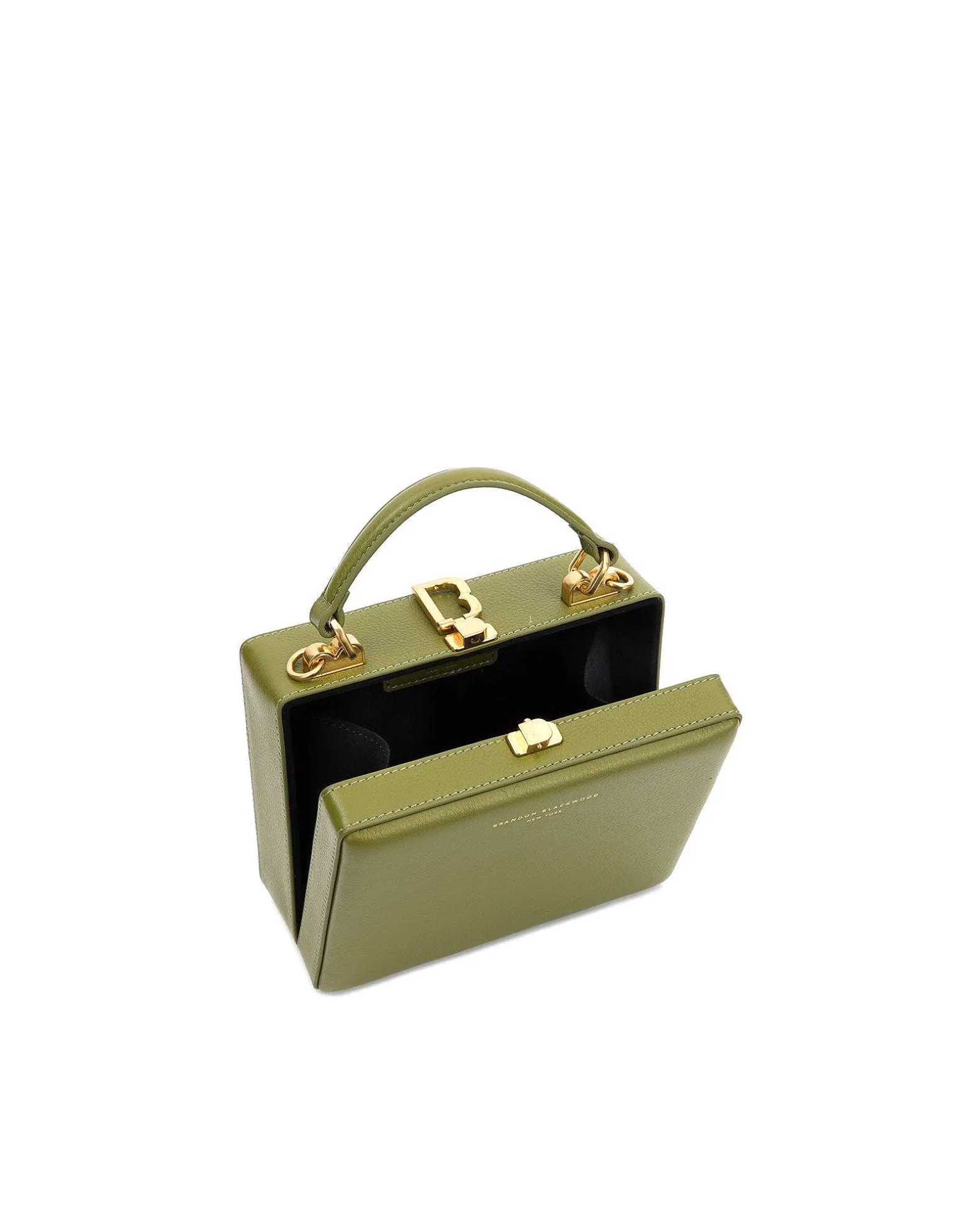 Brandon Blackwood Top Handle Bags>Kendrick Trunk Evergreen Leather W/Brass Hardware