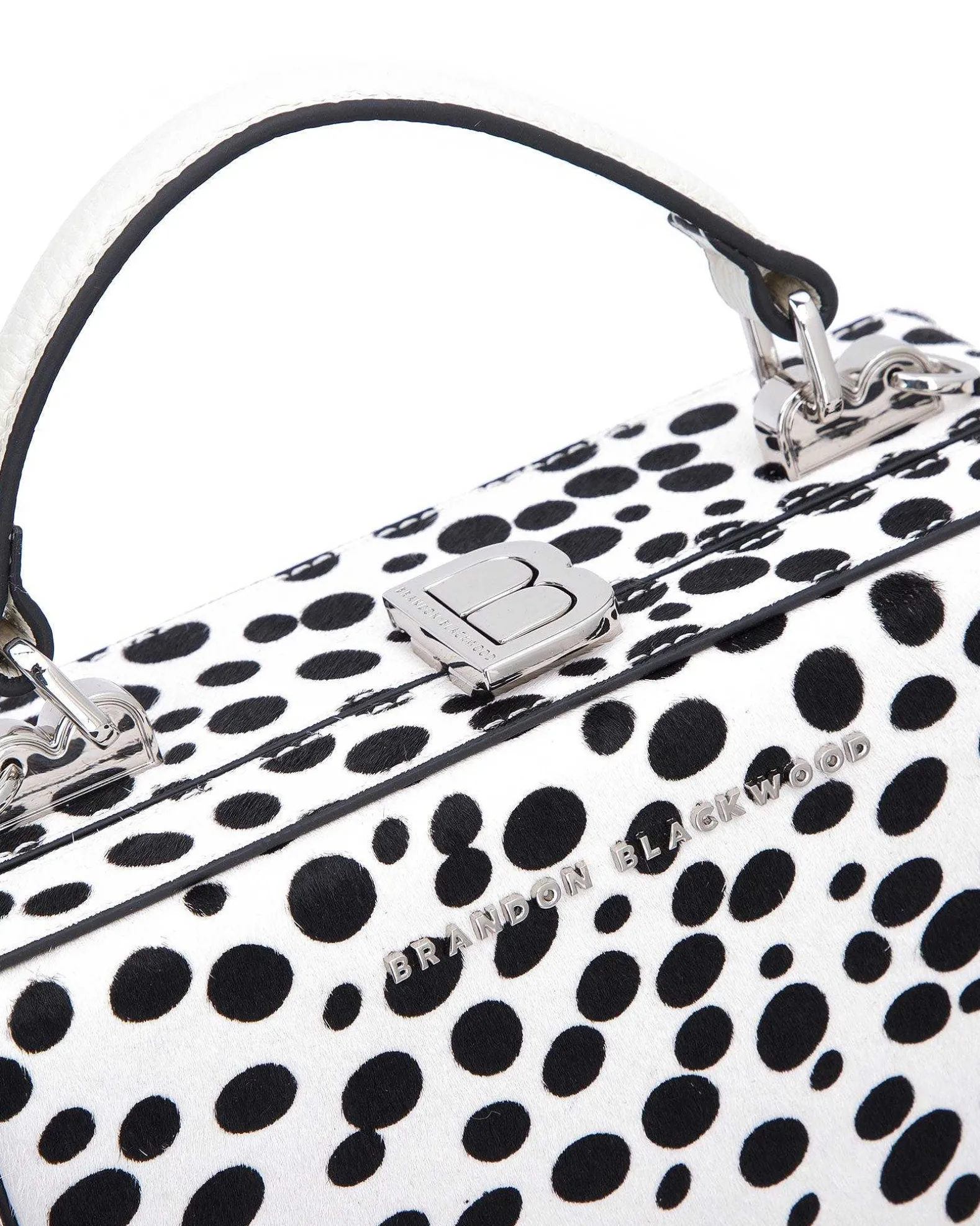 Brandon Blackwood Top Handle Bags>Kendrick Trunk Dalmatian Ponyhair