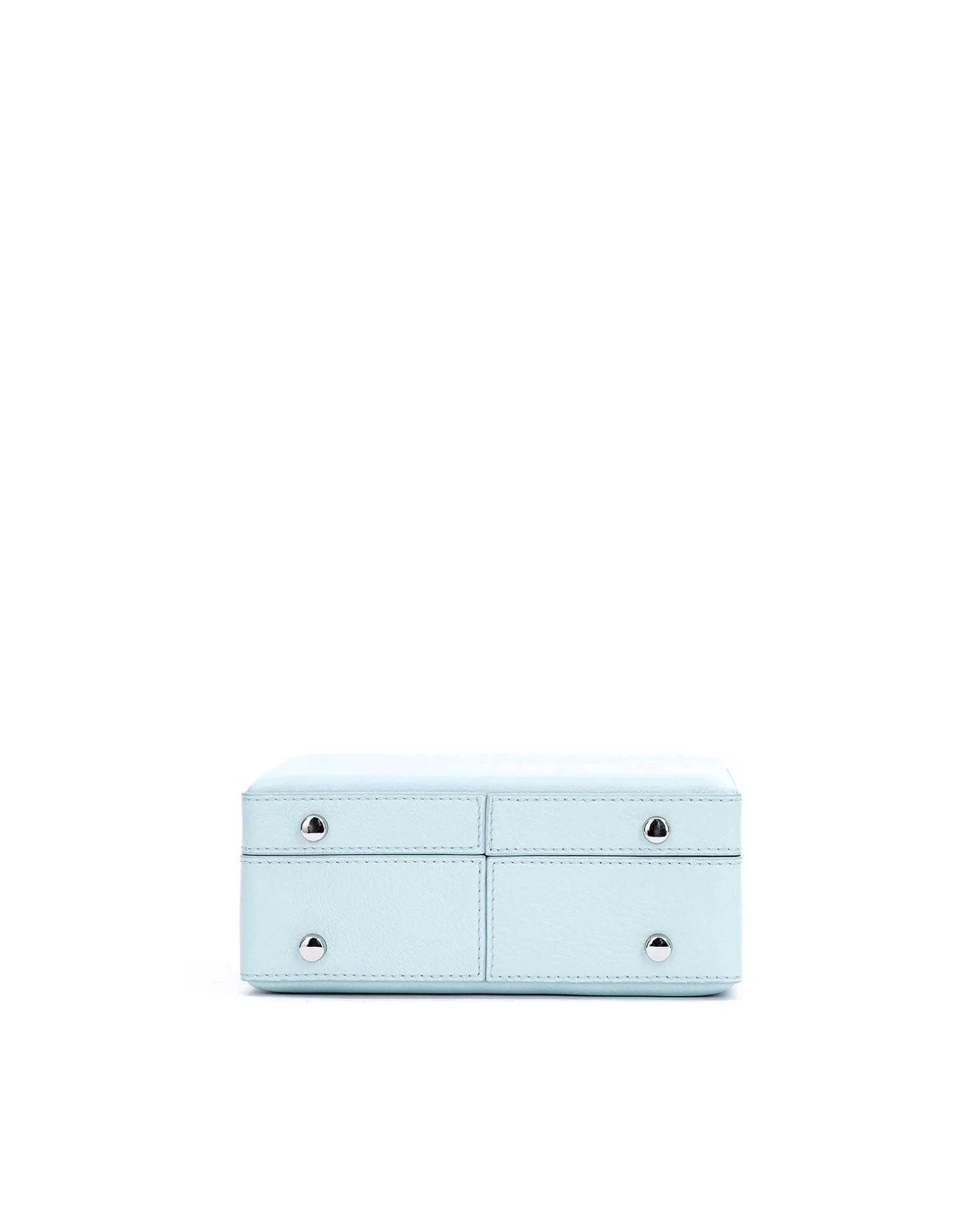 Brandon Blackwood Top Handle Bags>Kendrick Trunk Powder Blue Leather W/Silver Hardware