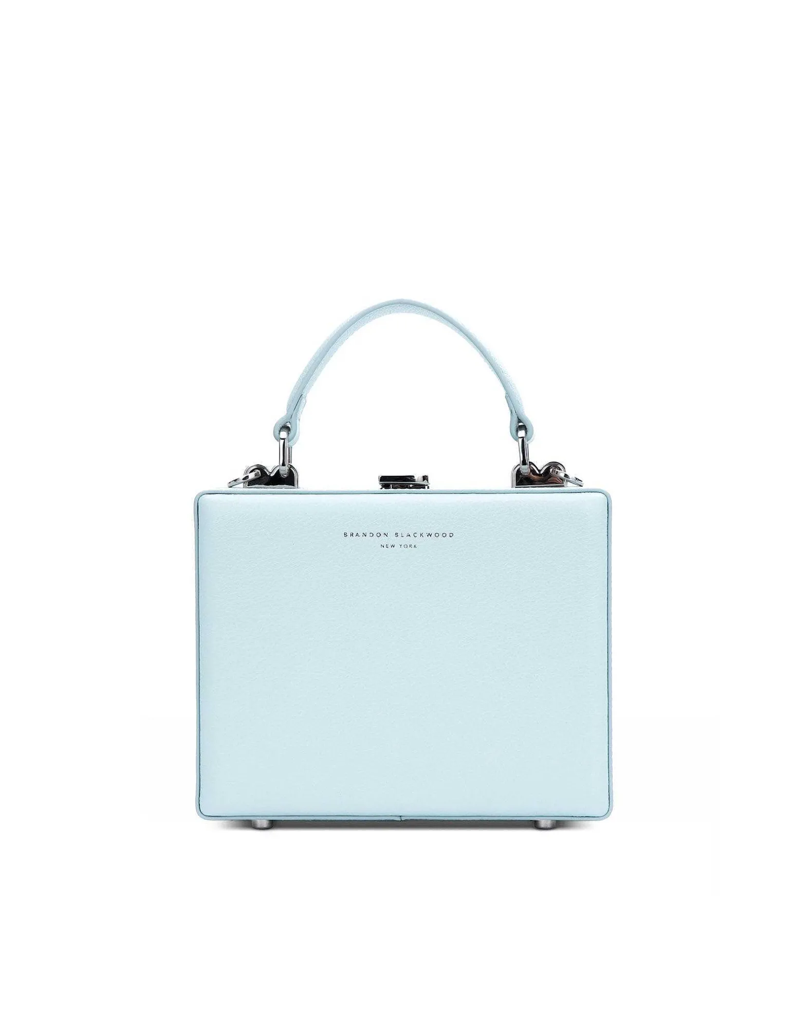 Brandon Blackwood Top Handle Bags>Kendrick Trunk Powder Blue Leather W/Silver Hardware