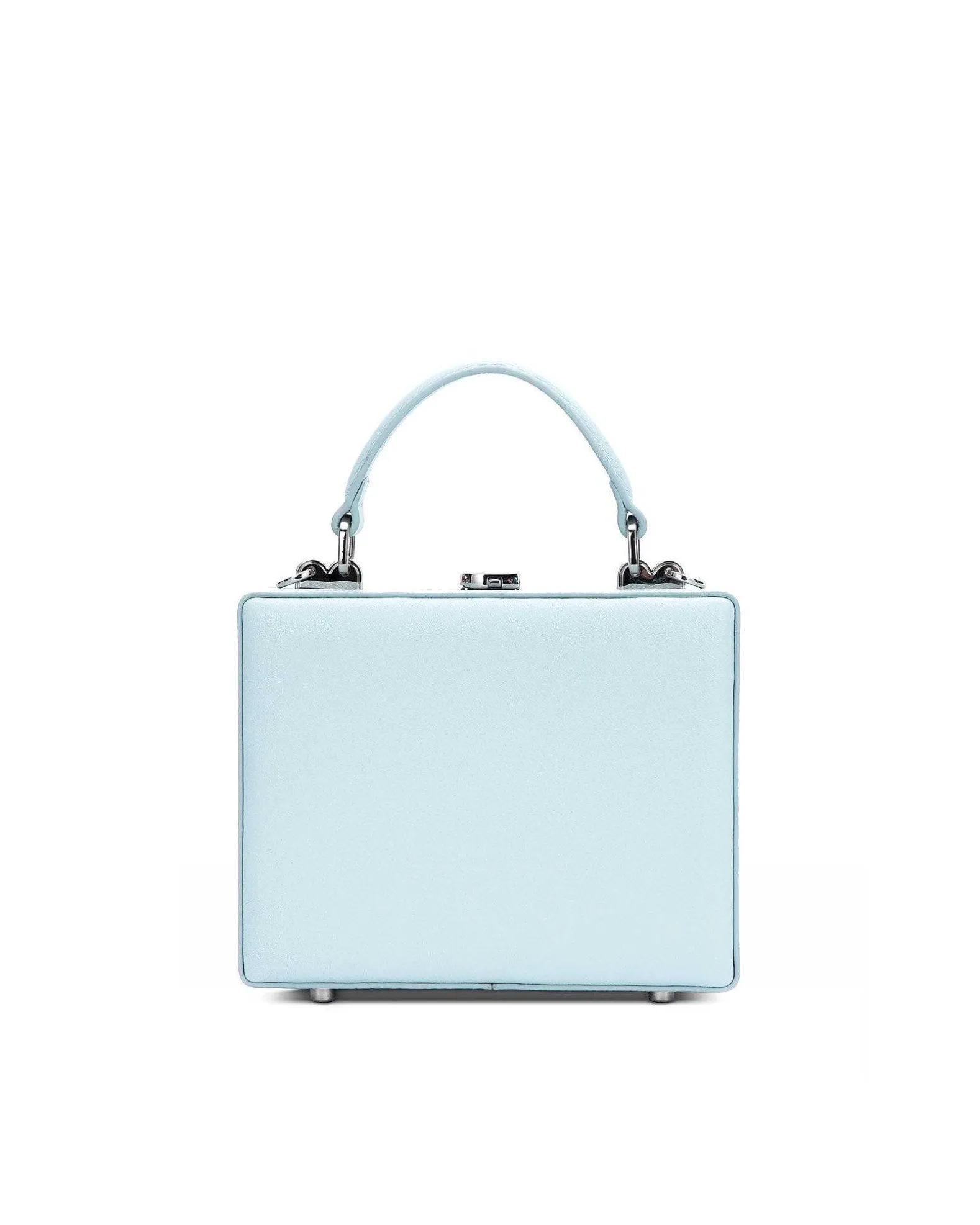 Brandon Blackwood Top Handle Bags>Kendrick Trunk Powder Blue Leather W/Silver Hardware