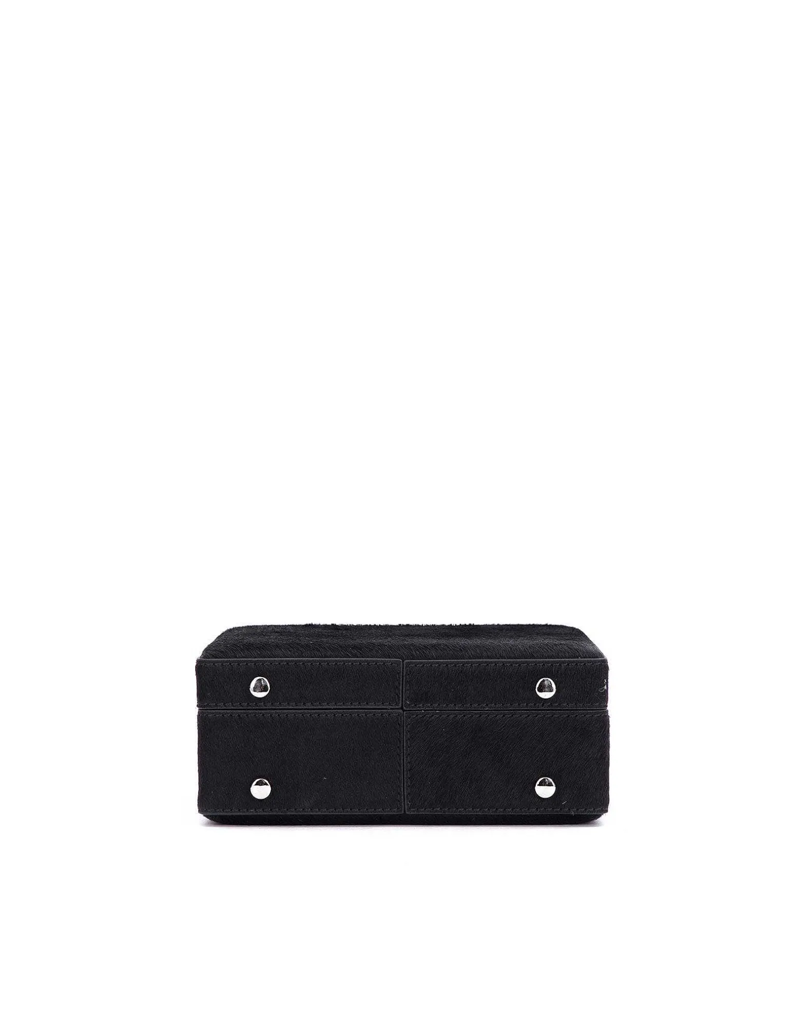 Brandon Blackwood Top Handle Bags>Kendrick Trunk Black Ponyhair W/Silver Hardware
