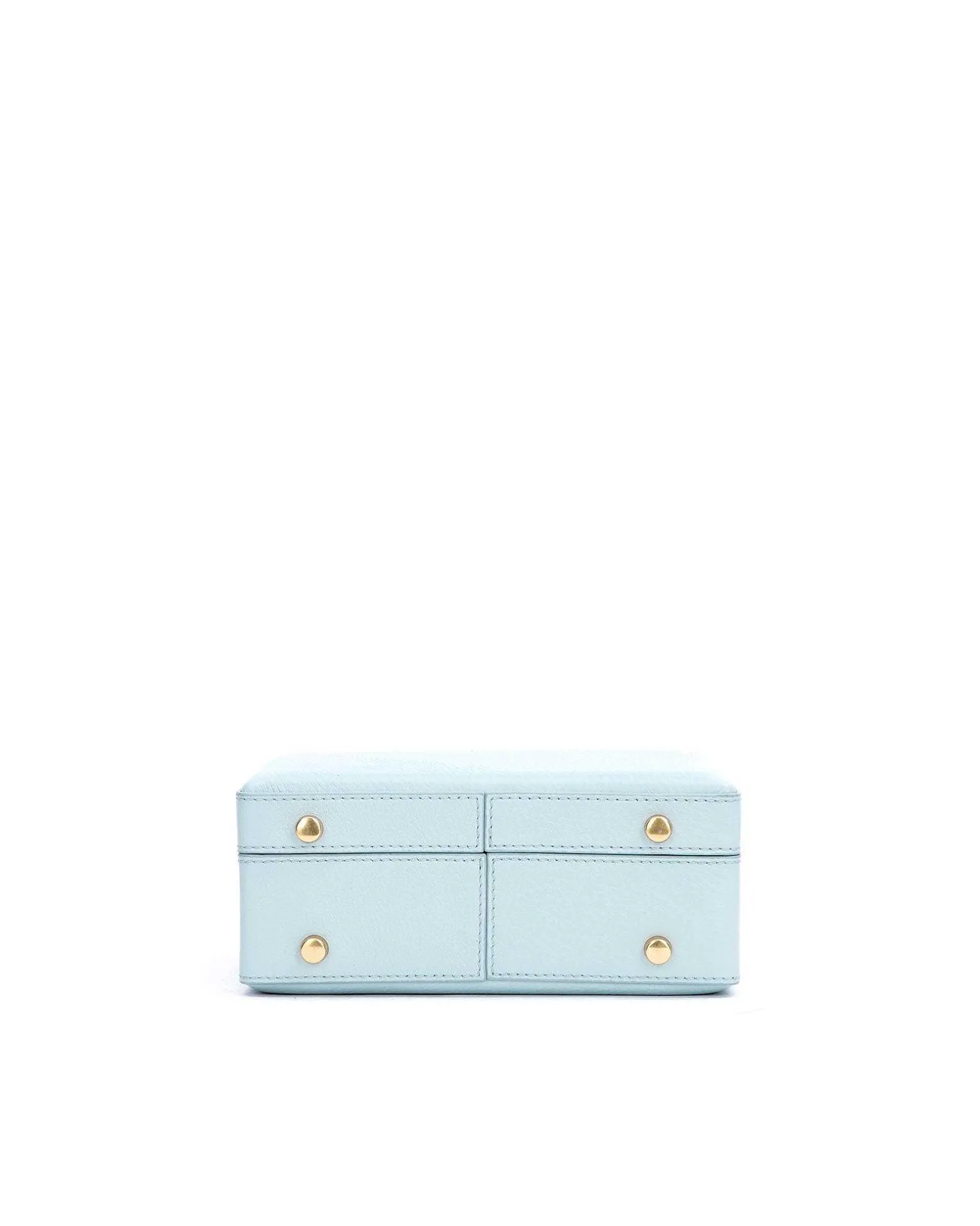 Brandon Blackwood Top Handle Bags>Kendrick Trunk Powder Blue Leather W/Brass Hardware