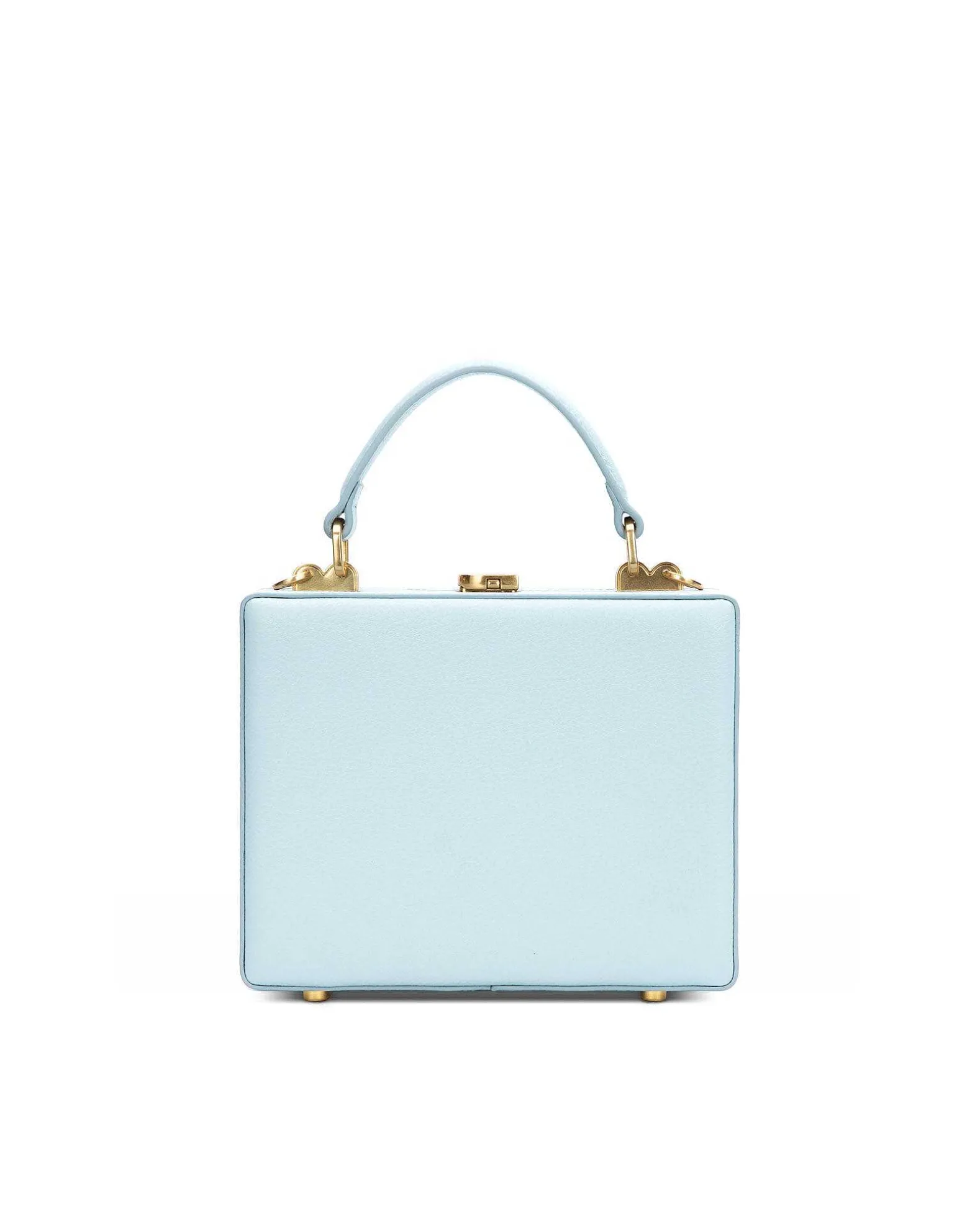 Brandon Blackwood Top Handle Bags>Kendrick Trunk Powder Blue Leather W/Brass Hardware