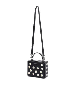 Brandon Blackwood Top Handle Bags>Kendrick Trunk Black Daisy Leather