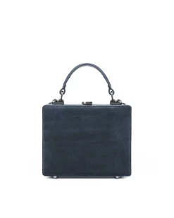 Brandon Blackwood Top Handle Bags>Kendrick Trunk Navy Blue Suede