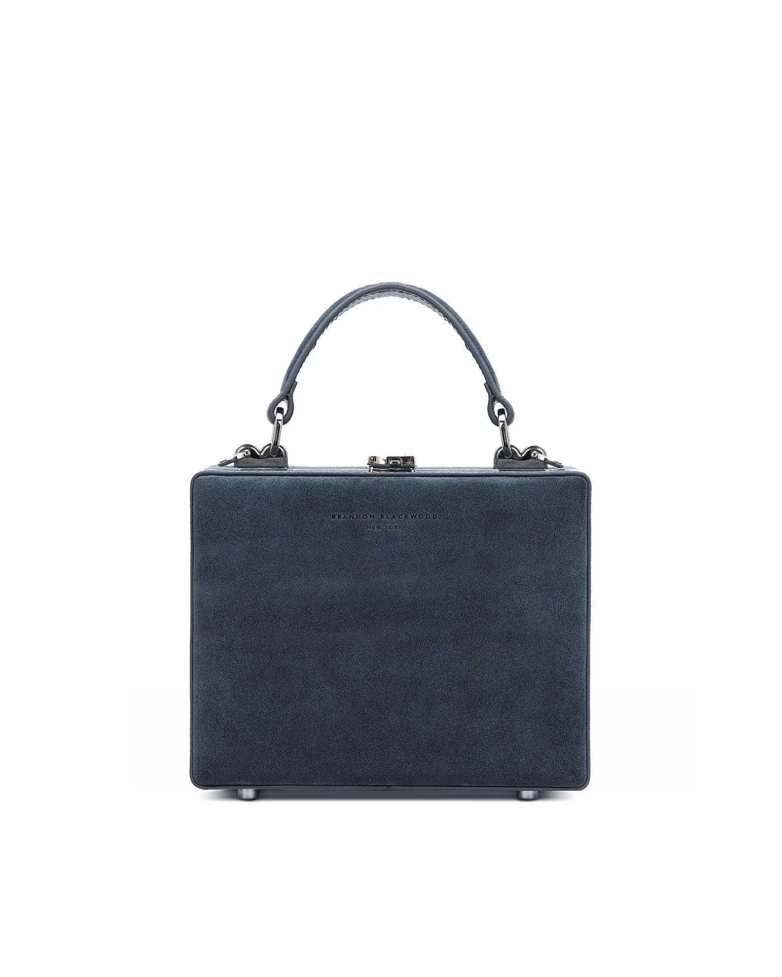 Brandon Blackwood Top Handle Bags>Kendrick Trunk Navy Blue Suede